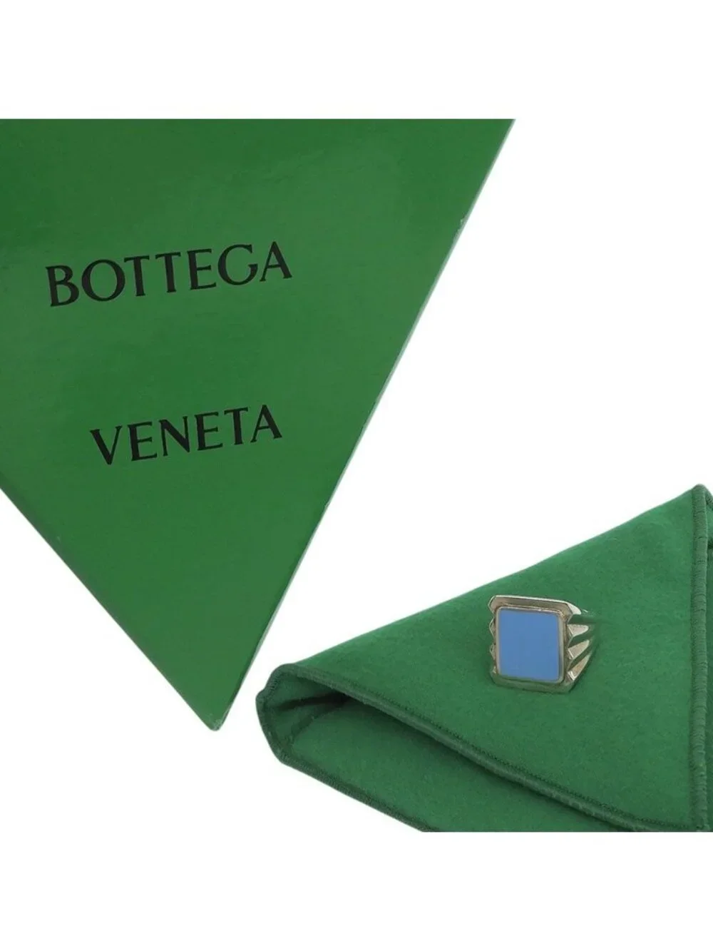 Bottega Veneta Essentials Ring Silver Signet Light Blue